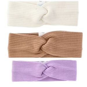 Ribbed Headband Set - Cream, Brown, and Purple